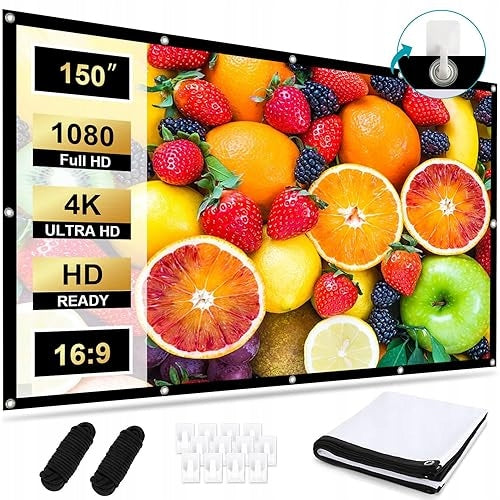 150 INCH 4K HD PROJECTION SCREEN PORTABLE FOLDABLE FOR HOME THEATER