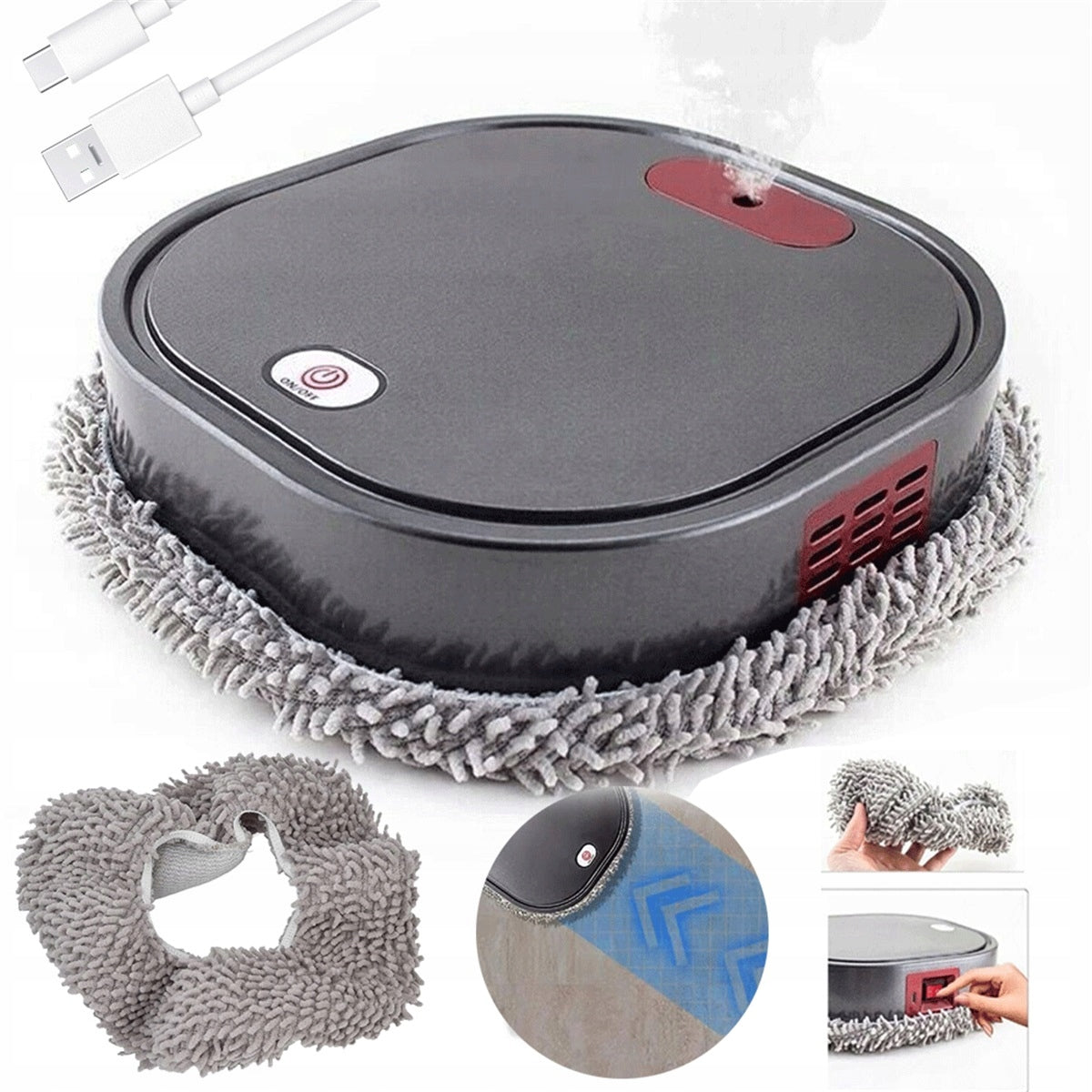 1500MAH MOP AUTOMATIC USB SILENT WET DRY VACUUM CLEANER 90MIN OPERATION