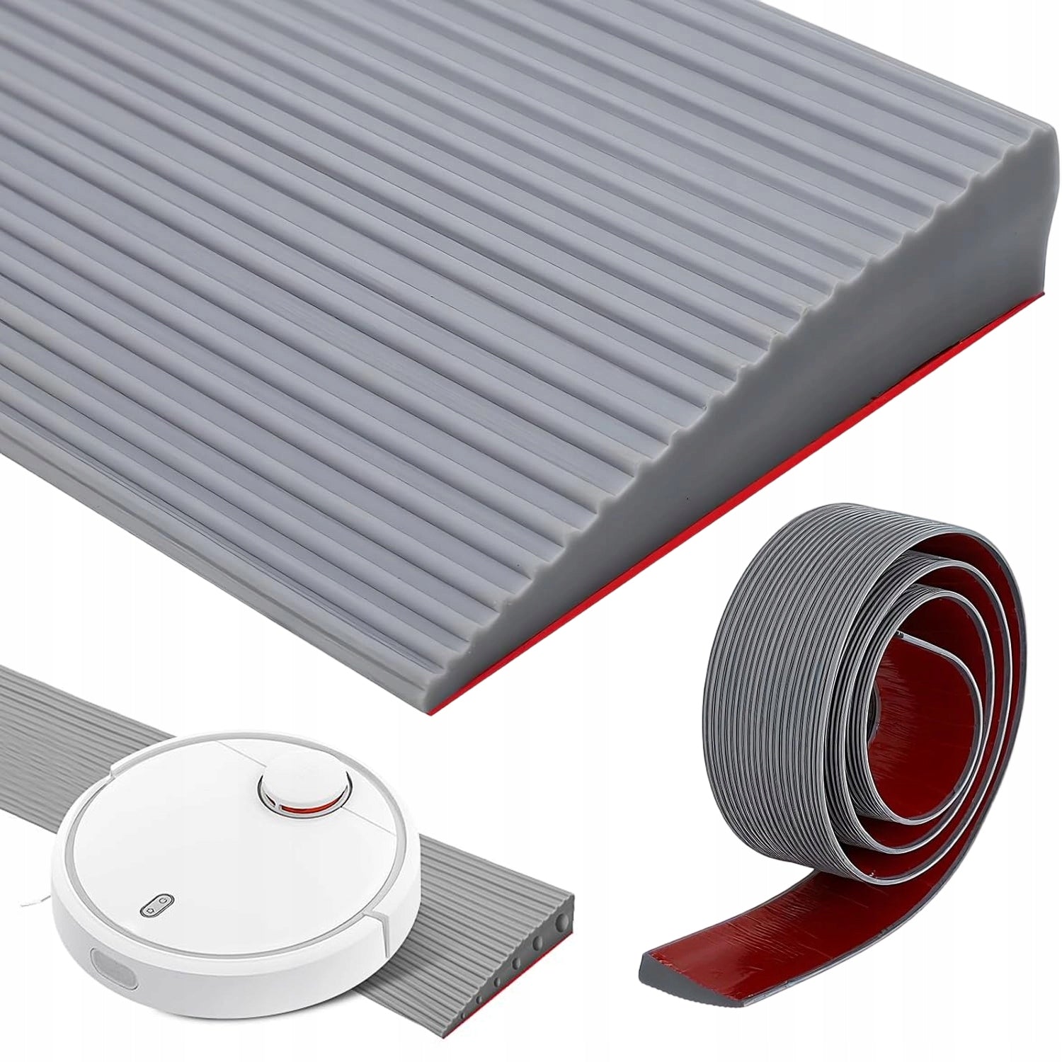 150CM THRESHOLD RAMP WITH ANTI-SLIP GROOVES RUBBER THRESHOLD MOLDINGS GREY