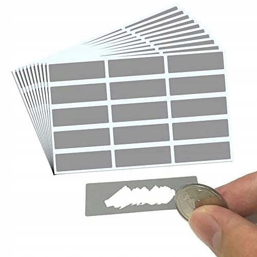 150PCS 48 X 15MM - SCRATCH STICKERS SCRATCH OFF GREY FOR HOME Packaging status original