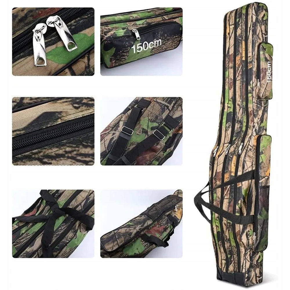 150cm Fishing Rod Bag 3 Layer Foldable Sea Fishing Tackle Bag 5 Pockets Manufacturer code HO-0546A1-RG