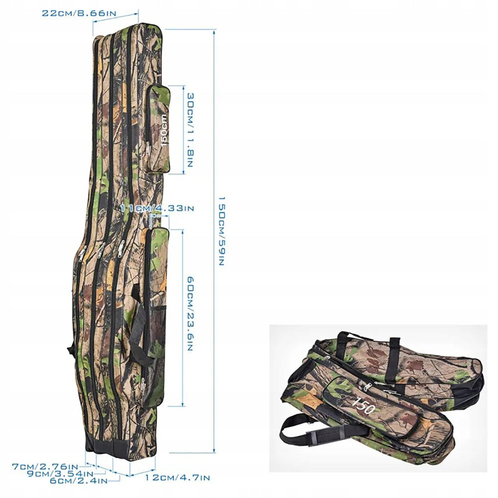150cm Fishing Rod Bag 3 Layer Foldable Sea Fishing Tackle Bag 5 Pockets Packaging status original