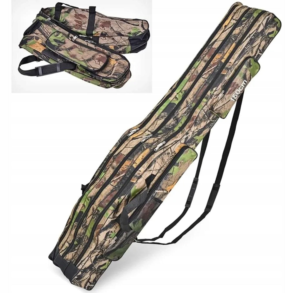 150cm Fishing Rod Bag 3 Layer Foldable Sea Fishing Tackle Bag 5 Pockets
