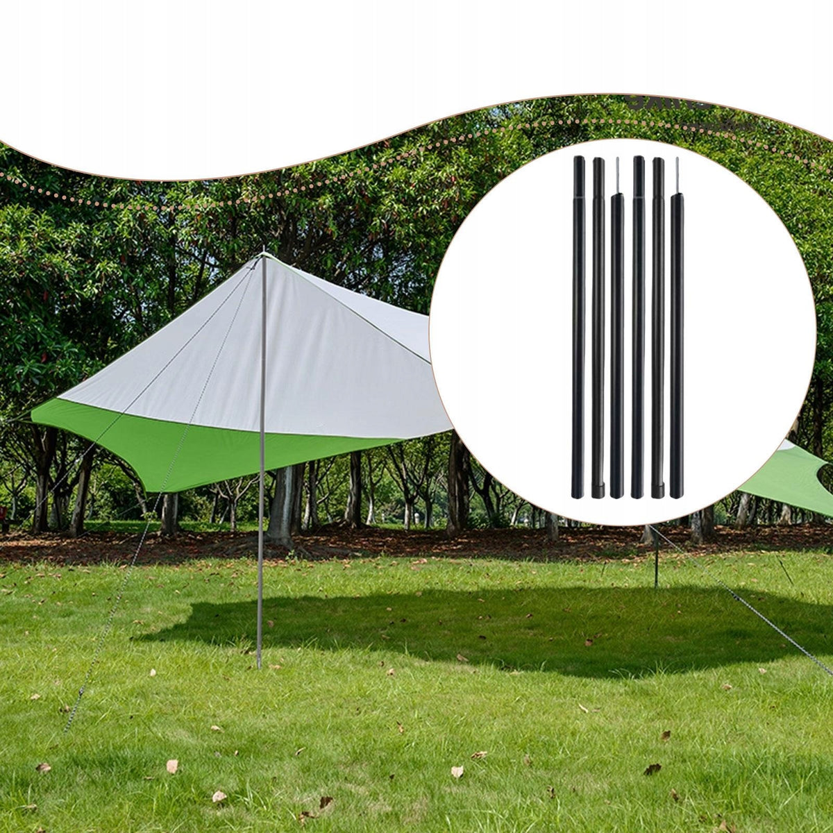 150cm x 16mm Camping Awning Support Poles Portable Quick Setup 2 Set