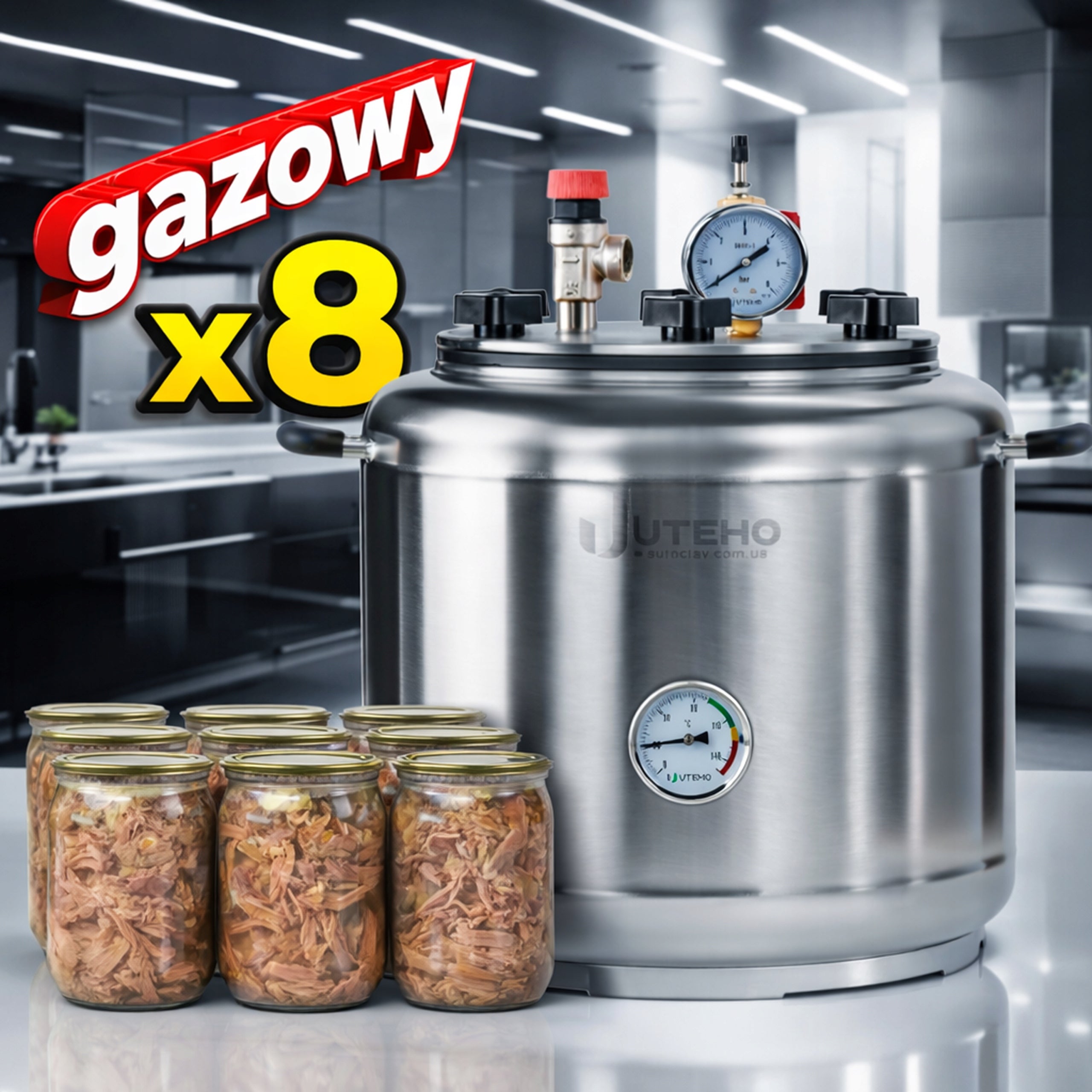 15L gas autoclave for canning jars and pasteurization