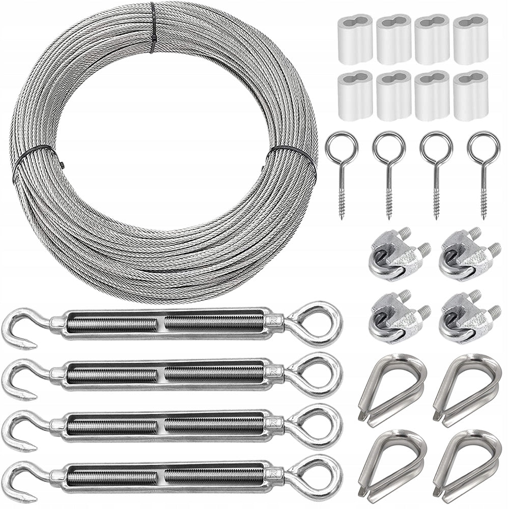 15M STAINLESS STEEL CABLE 3MM STEEL CONSTRUCTION 7X7 FOR PERGOLAS AND CORDS Packaging status original