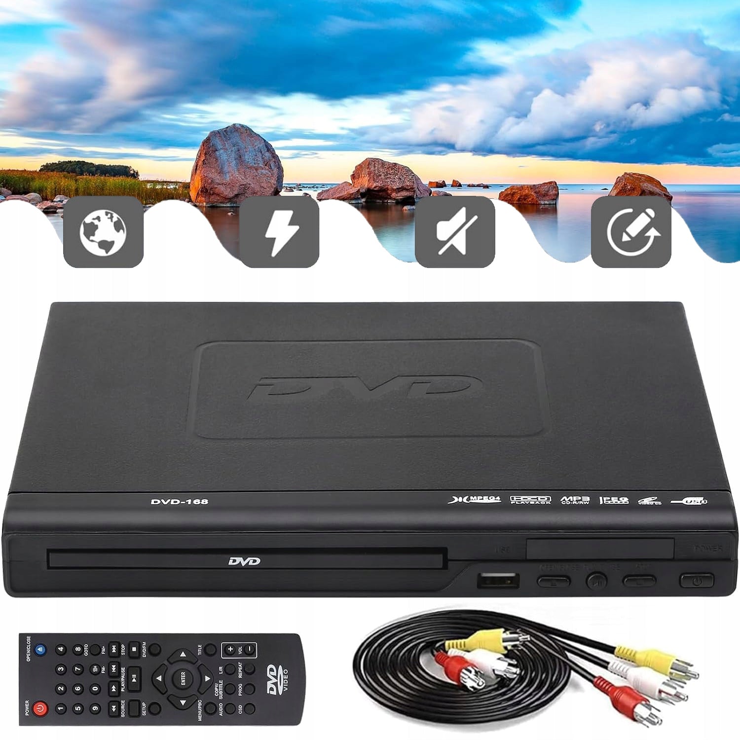 15W HD DVD PLAYER, DVD PLAYER FOR TV WITH REMOTE CONTROL