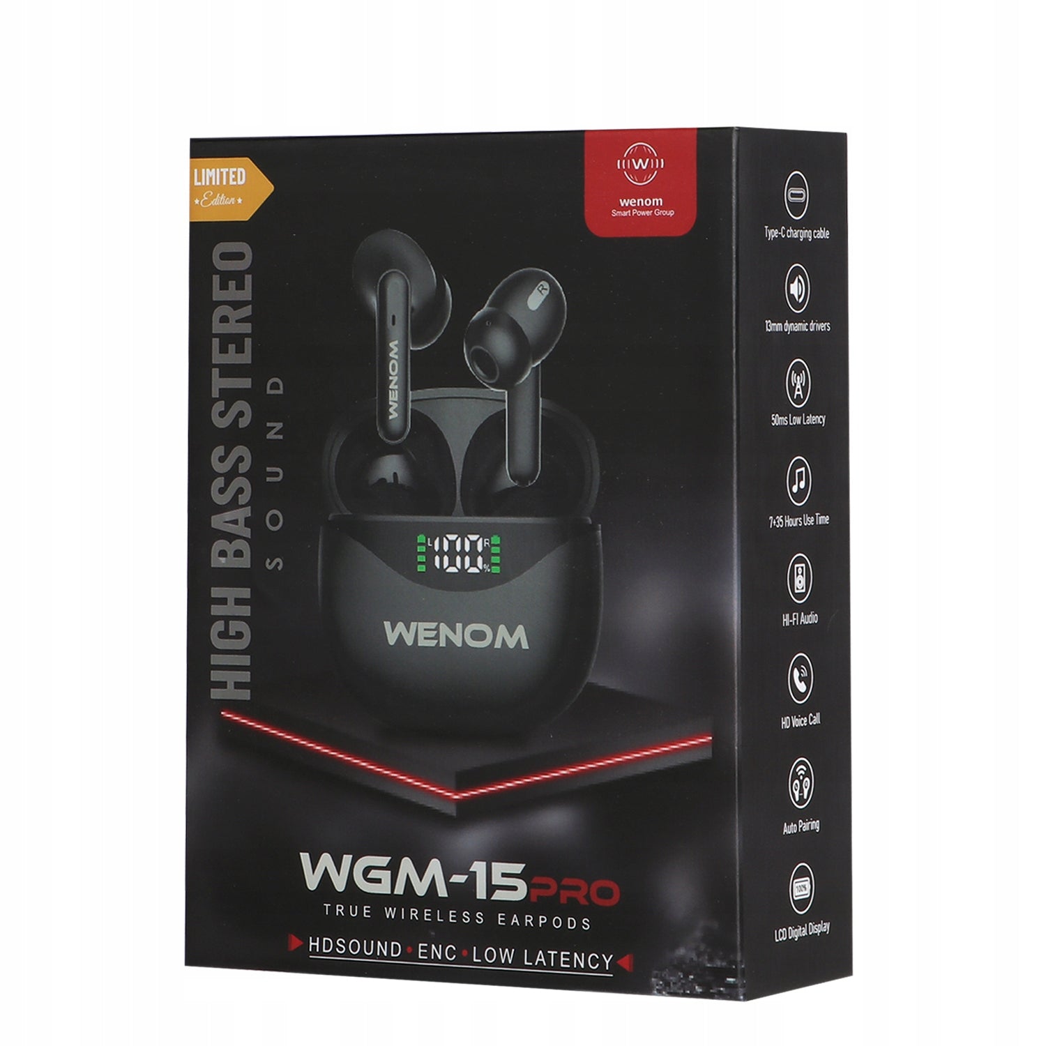15pro Enc TWS Bluetooth 5,3 Wireless Sports Headphones with POWERBANK Model Wgm 15 Pro