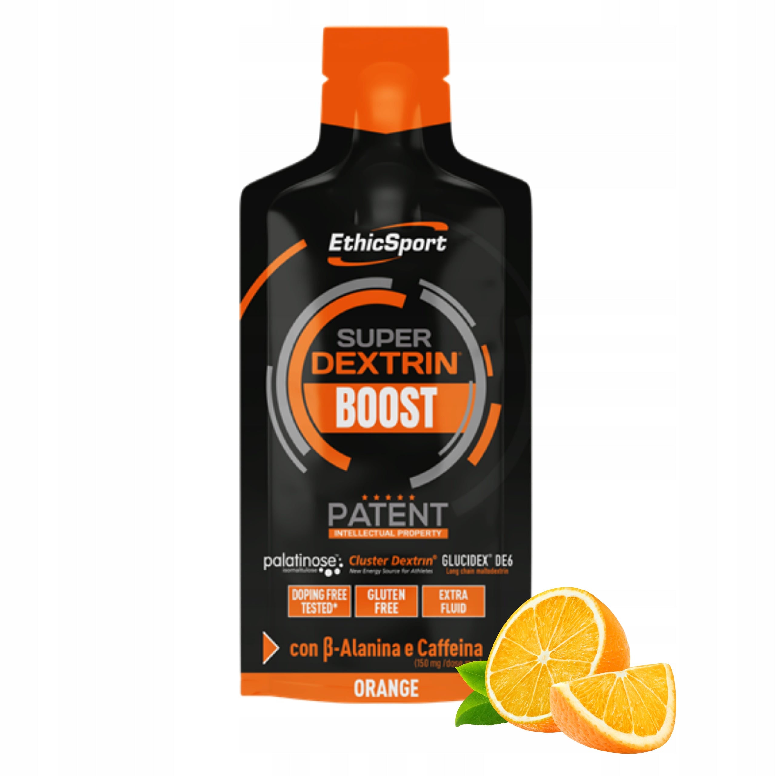 15x LIQUID ENERGY GEL SUPER DEXTRIN BOOST ETHICSPORT CAFFEINE ORANGE Packaging status original