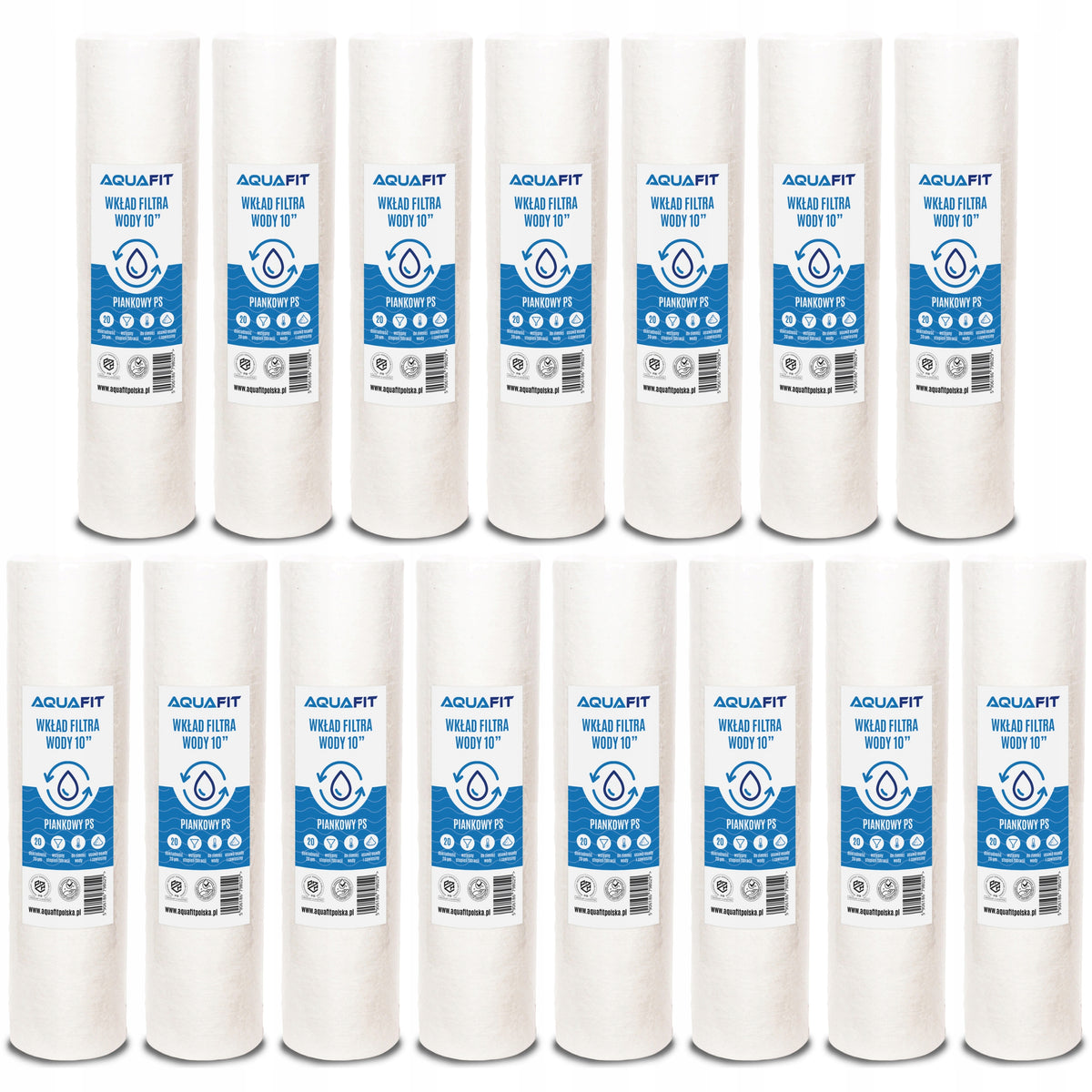 15x Water Filter Polypropylene Foam Cartridge 10" 20 microns PS AQUAFIT