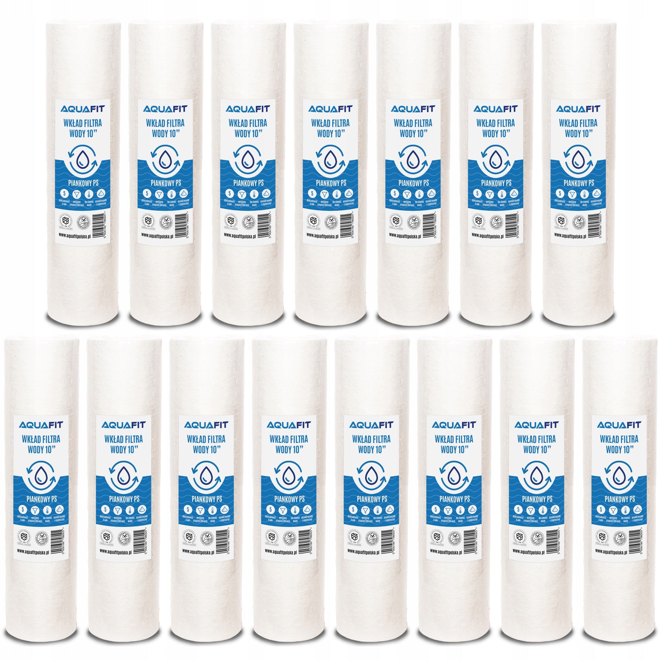 15x Water Filter Polypropylene Foam Cartridge 10" 5 microns PS AQUAFIT