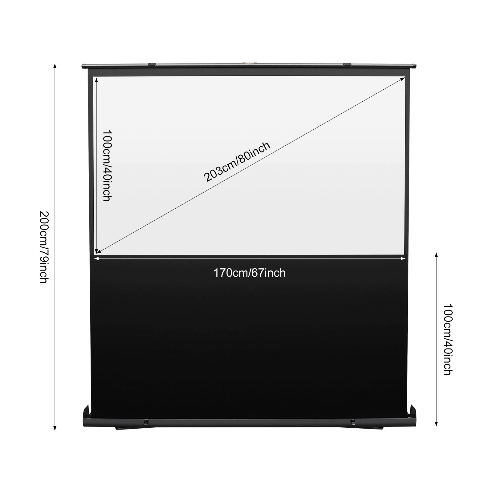 16:9 80“ Portable Projection Screen 4K/8K Floor Standing with Case Packaging status original