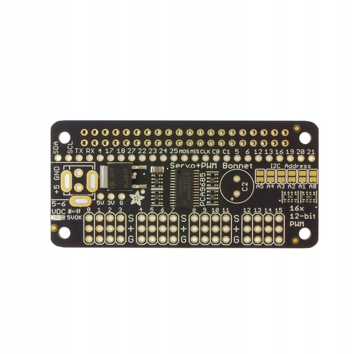 16-Channel PWM/Servo Bonnet- module with 16-channel servo controller PCA9685 Manufacturer Adafruit
