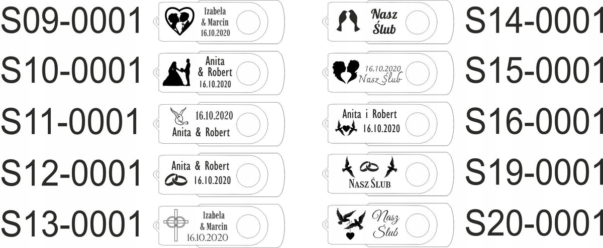 16 GB USB Flash Drive with Wedding Engraving Brand MemoRabbit