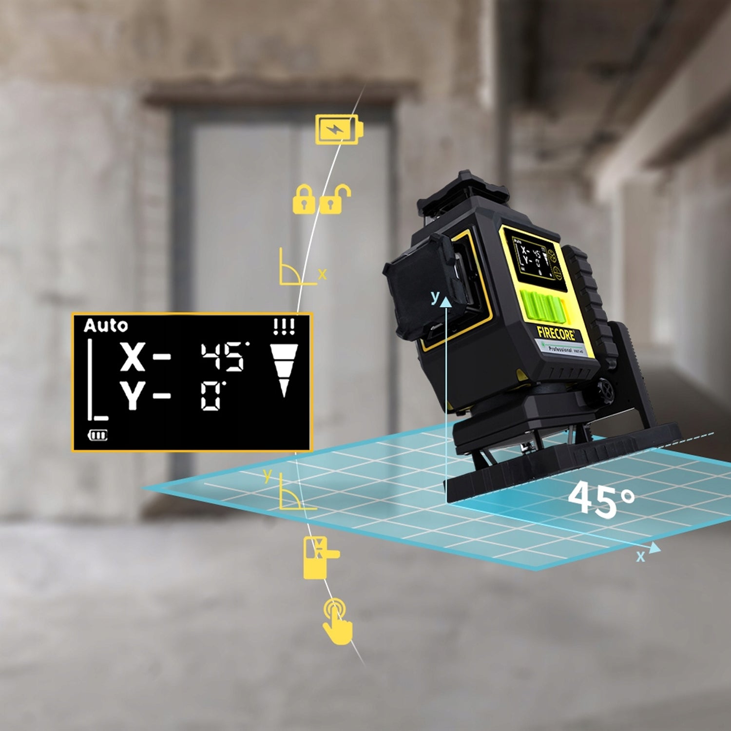 16 LINES LASER LEVEL WITH DISPLAY LCD 4D 360 CROSS LASER Manufacturer code POZIOMNICA LASEROWA Z WYŚWIETLACZEM