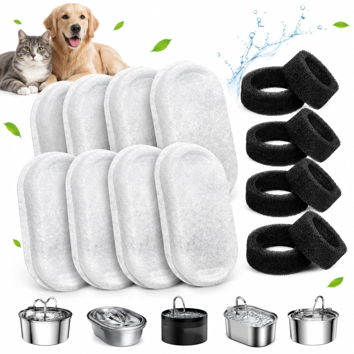 16 Pcs Pet Fountain Refills | For Dog and Cat Drinker