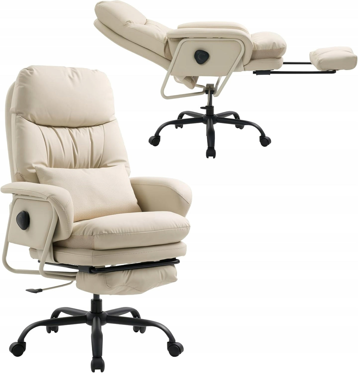 160° FOLDING OFFICE CHAIR WITH FOOTREST PU WHITE HC4 FLEXISPOT ECO LEATHER