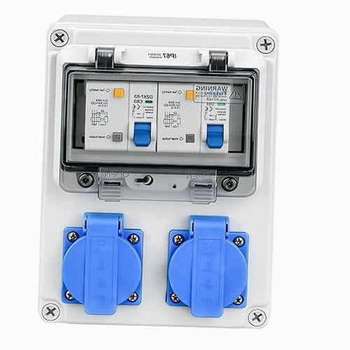 16A CURRENT WALL SPLITTER WITH ABS IP65 OVERCURRENT CIRCUIT BREAKER