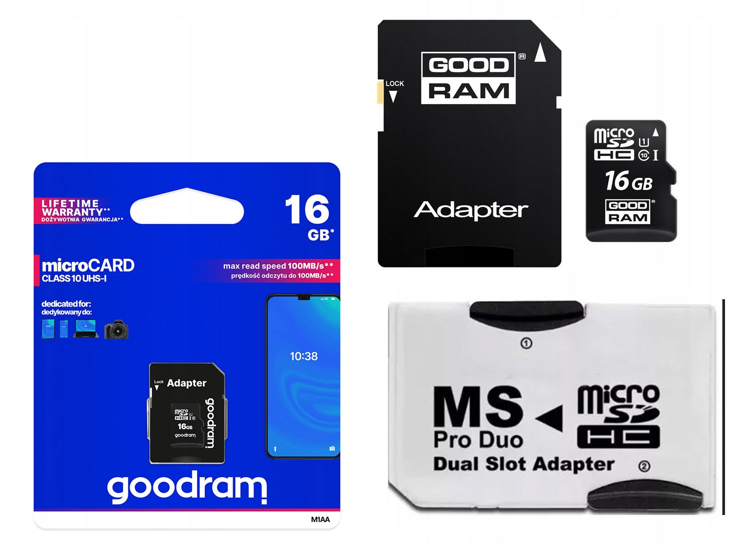 16GB MEMORY CARD + MS PRO DUO / SONY PSP ADAPTER