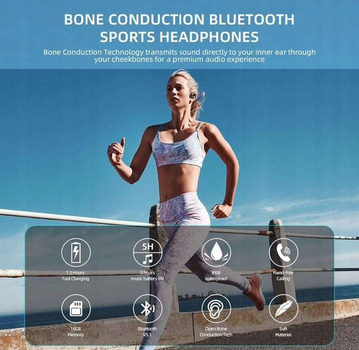 16GB OPEN EAR Wireless Bone Headphones for Swimming Brand OPENEAR