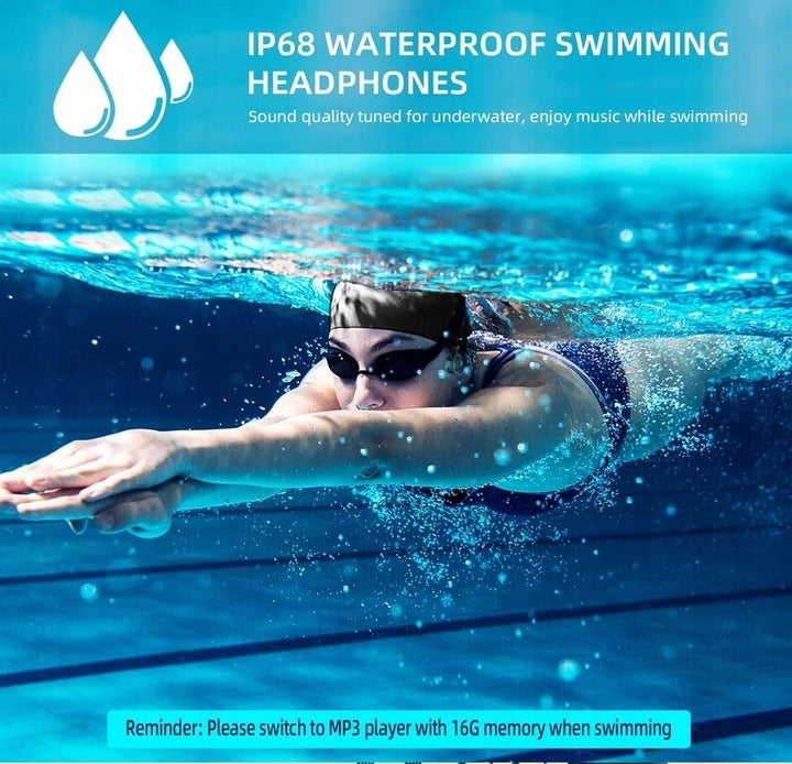 16GB OPEN EAR Wireless Bone Headphones for Swimming Manufacturer code WaveP