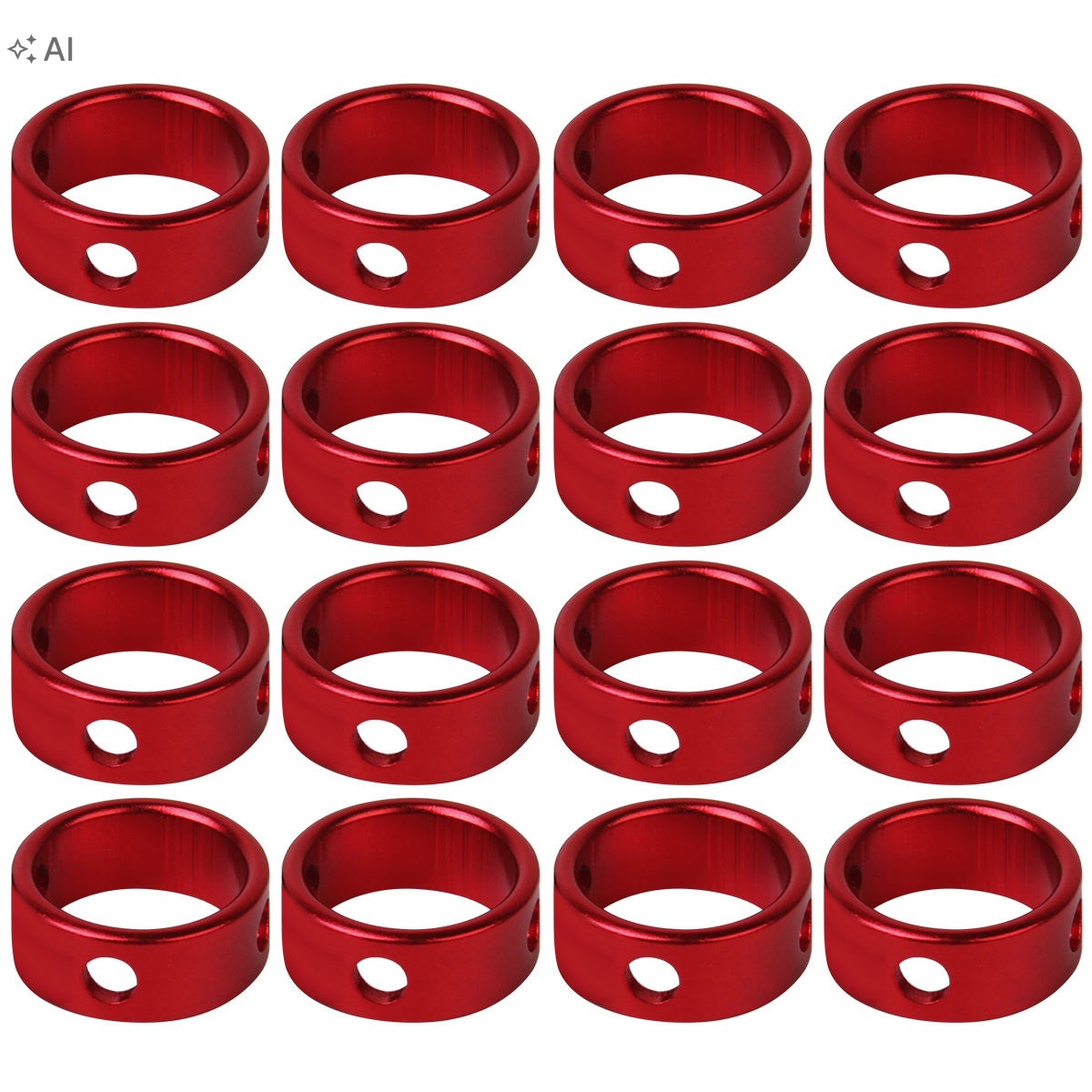 16Pcs Red Aluminium Camping Cord Fasteners 3-Hole Rope Guyline Runner Manufacturer code 8207623
