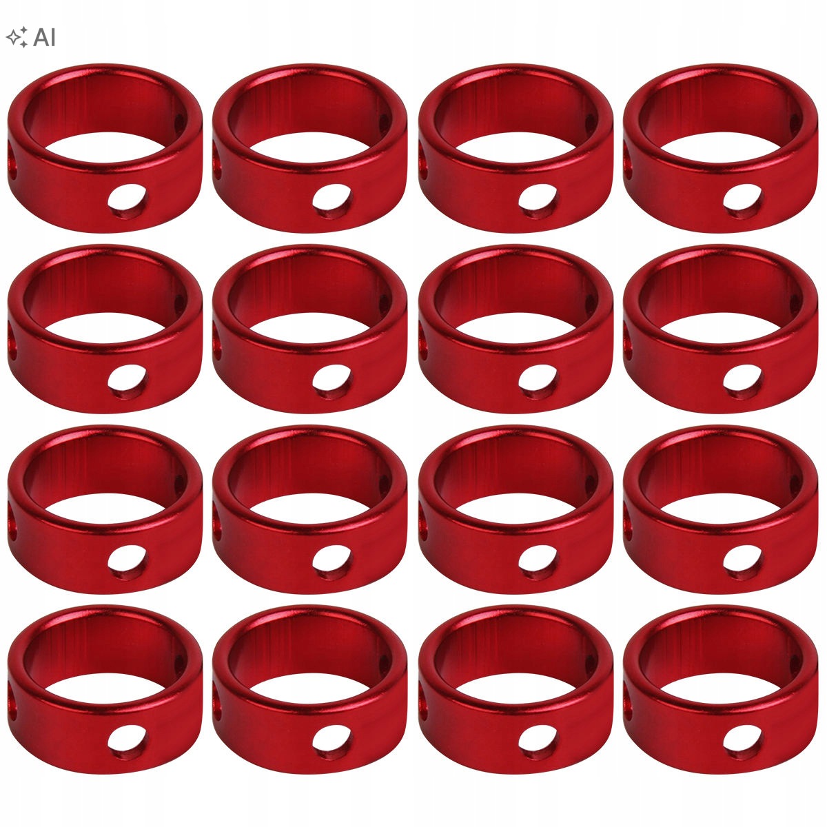 16Pcs Red Aluminium Camping Cord Fasteners 3-Hole Rope Guyline Runner