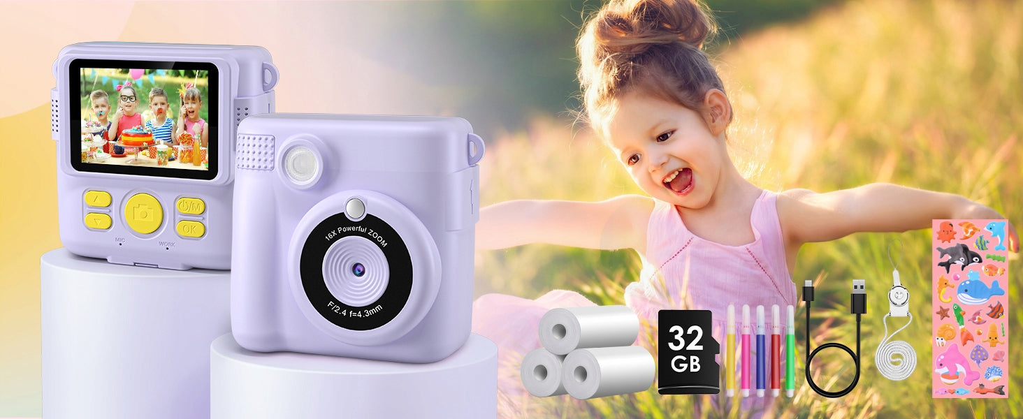 16X CAMERA WITH THERMAL PRINTER FOR KIDS CLEAR IMAGE IPS SCREEN 2,4 INCH Brand no brand