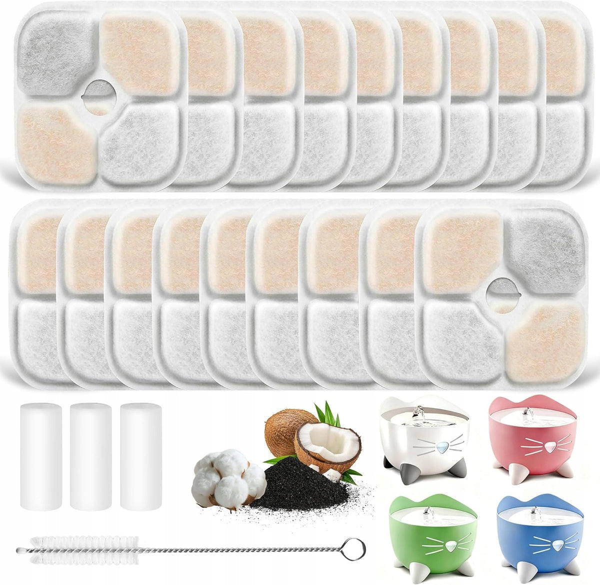 16x DRINKER FILTER FOUNTAINS REPLACEMENT DOG CAT DRINKERS SET
