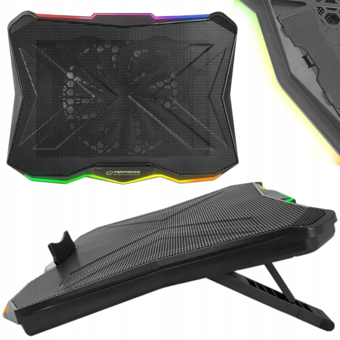 17'' LAPTOP COOLING STAND NOTEBOOK LED RGB ADJUSTABLE QUIET STRONG