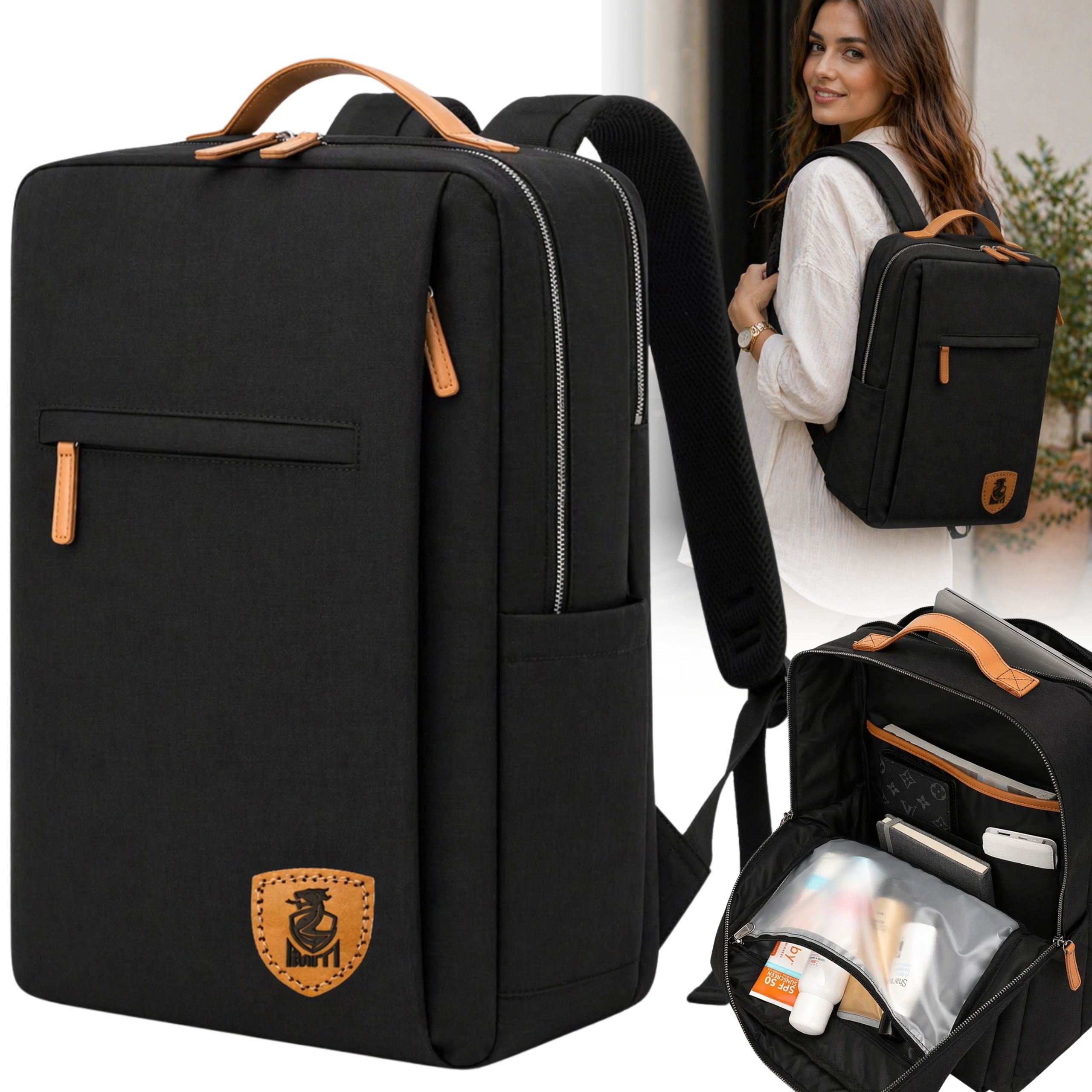 17" MEN'S WOMEN'S LAPTOP BACKPACK FOR SCHOOL WORK LARGE ROOMY BLACK