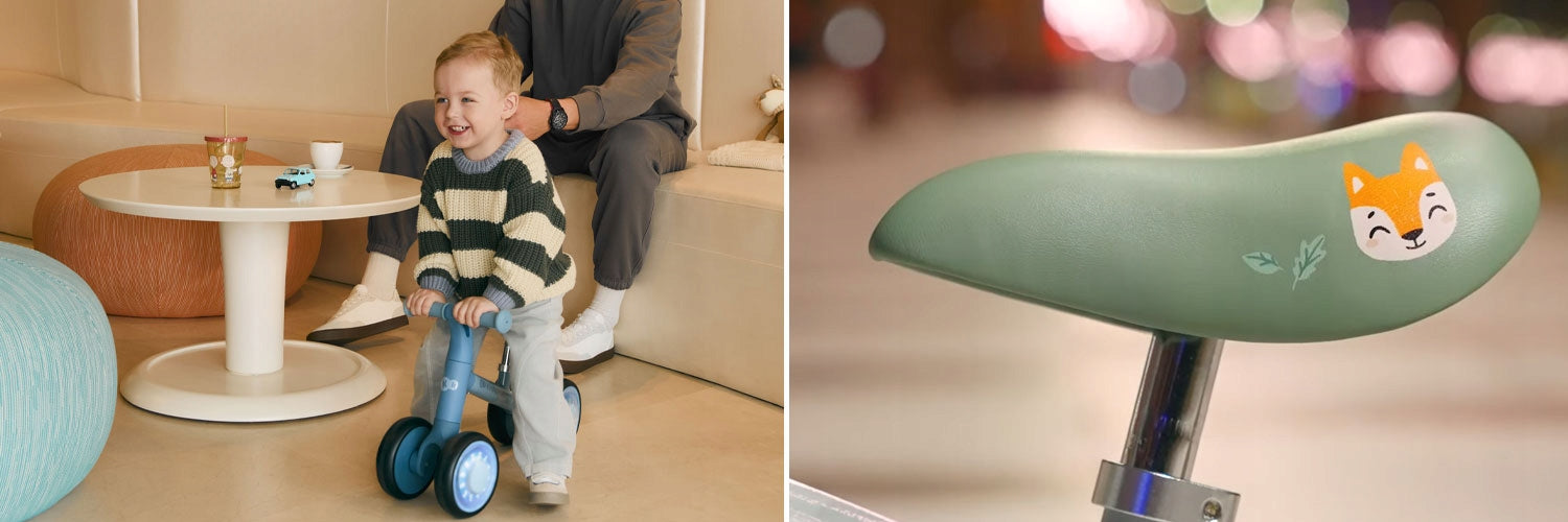 Balansinis dviratukas Kinderkraft Cutie Flash su LED, mėlynas