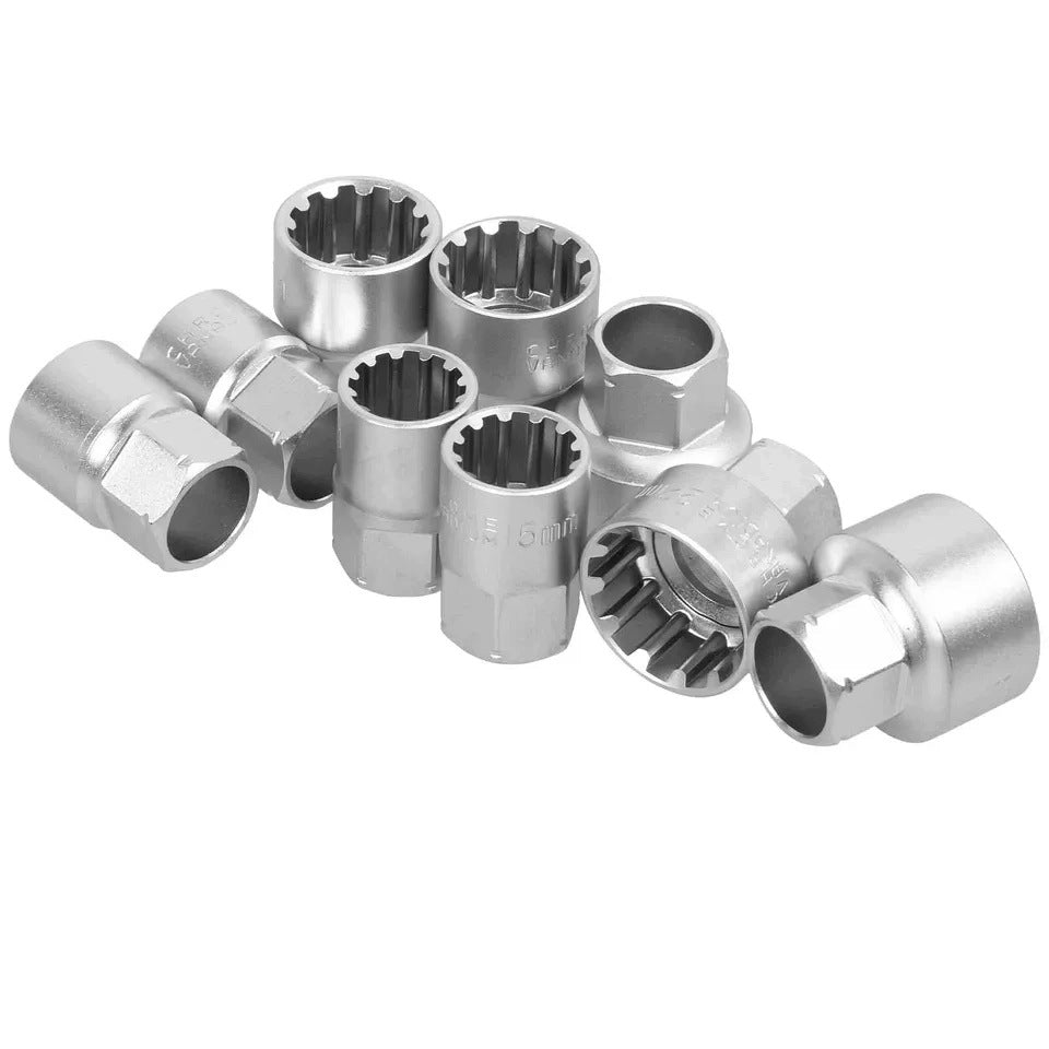 17Pcs Pass Through Socket Set – CRV Steel 10-24mm with 3 Adapters Manufacturer code HO-0610A1-RG