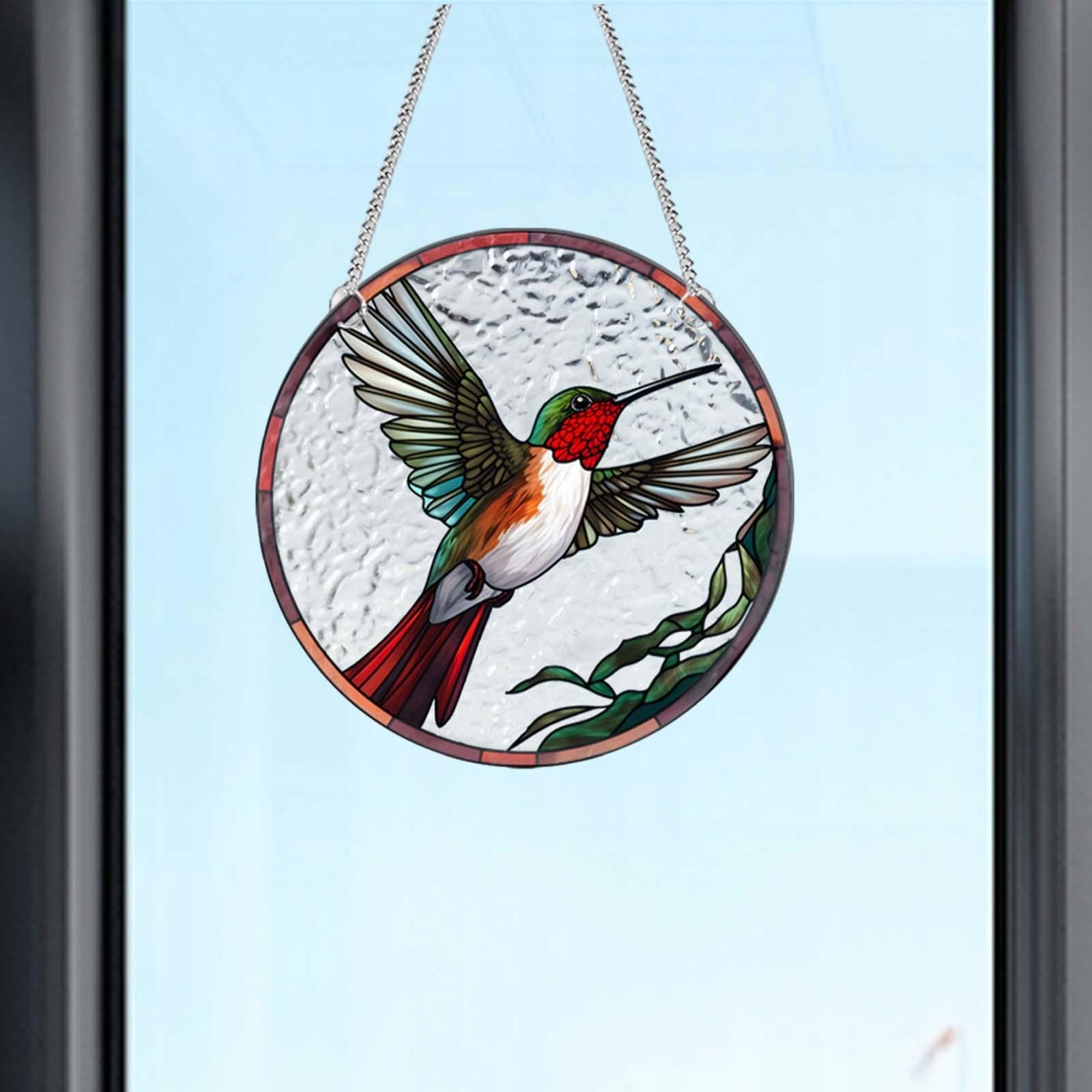 Stained Glass Window Hanging Decor Bird Hanging Ornament for Door Style A