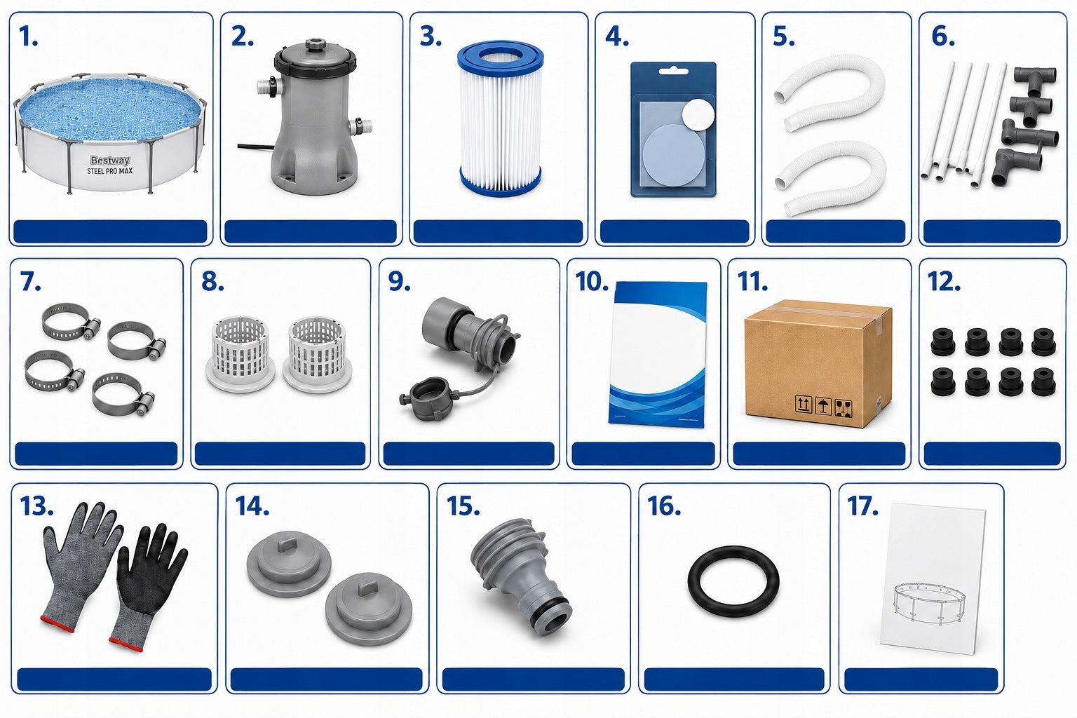 17in1 Garden Pool Framed Round 305x76 cm BESTWAY + Pump Filter MAX Manufacturer code 6VVSP8-NV3CM87NO2