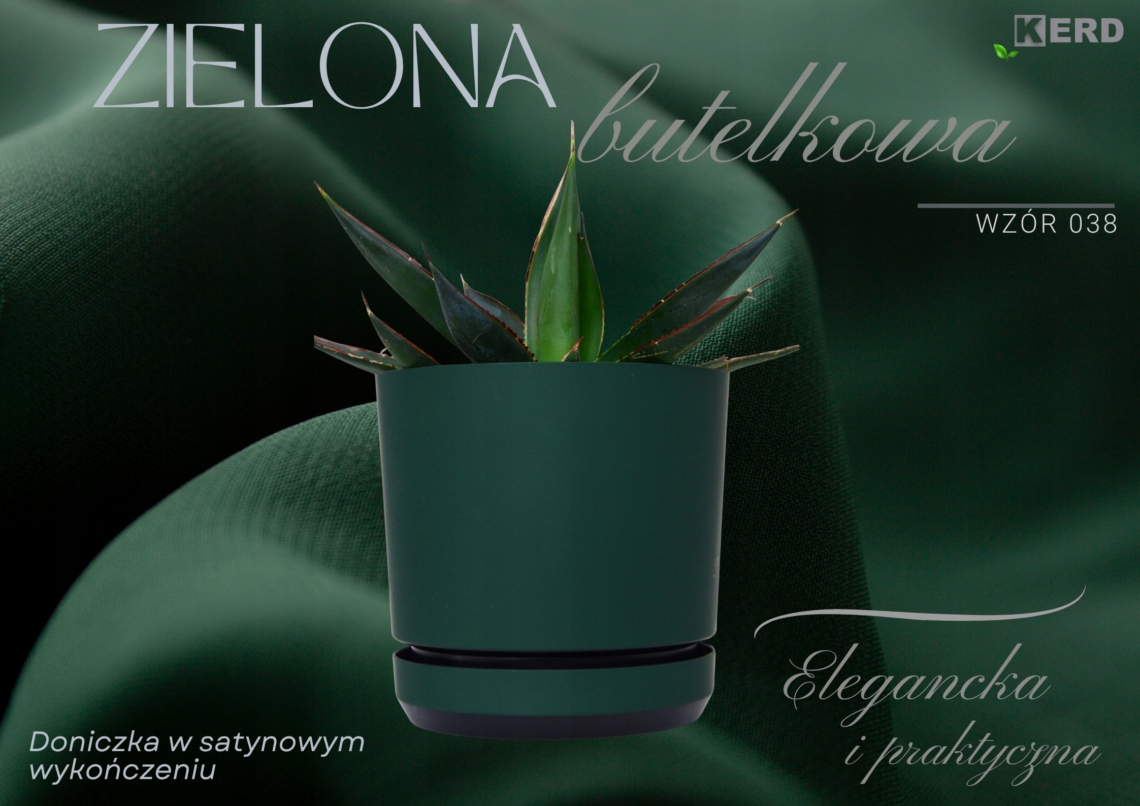 18 Flower pot with stand dark GREEN BOTTLE round matte satin EAN (GTIN) 5906667005097