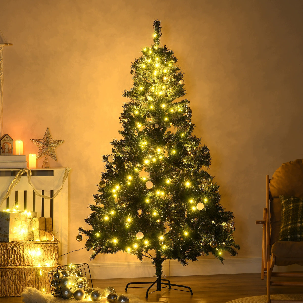 180 cm. Artificial Christmas tree, artificial cedar tree, with LED,