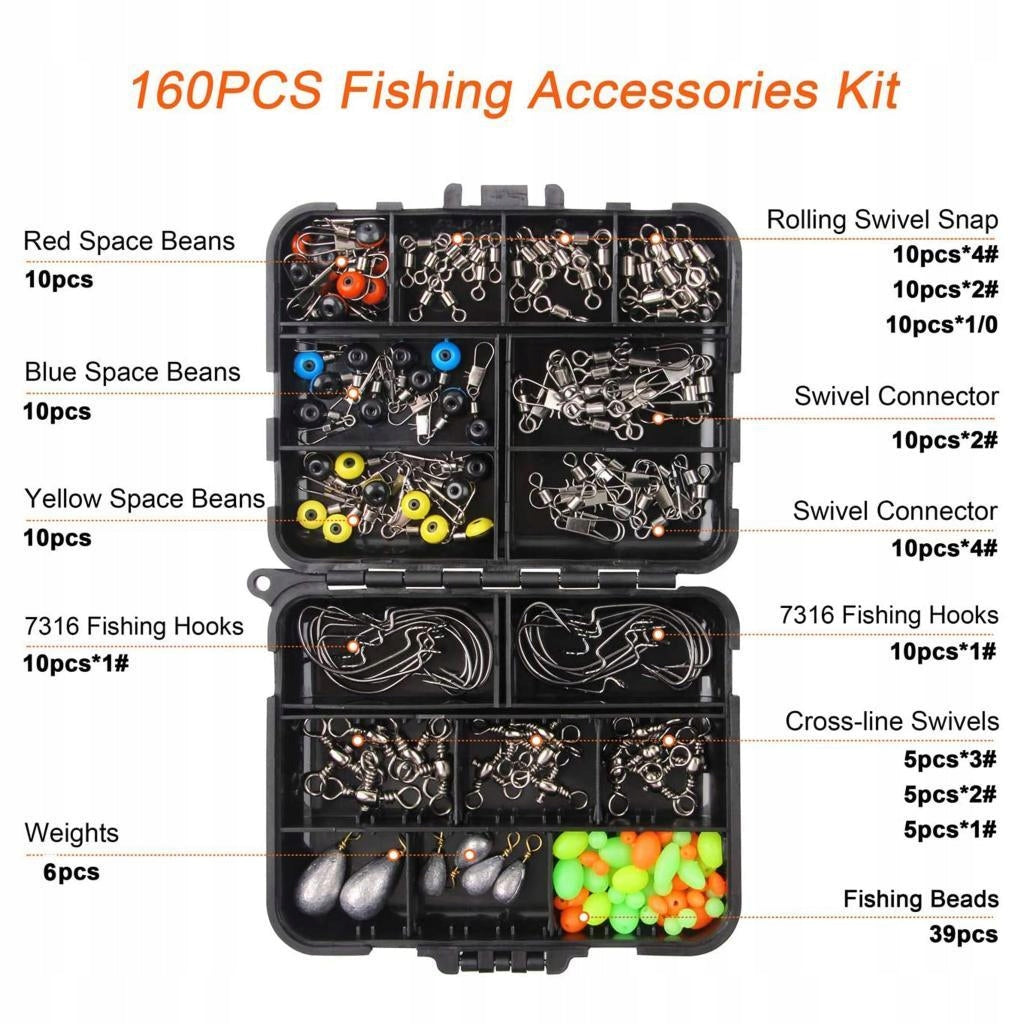 187/160pcs Fishing Accessories, Including Jig Hooks, Rolling Swivels 160Pcs EAN (GTIN) 0761491549903