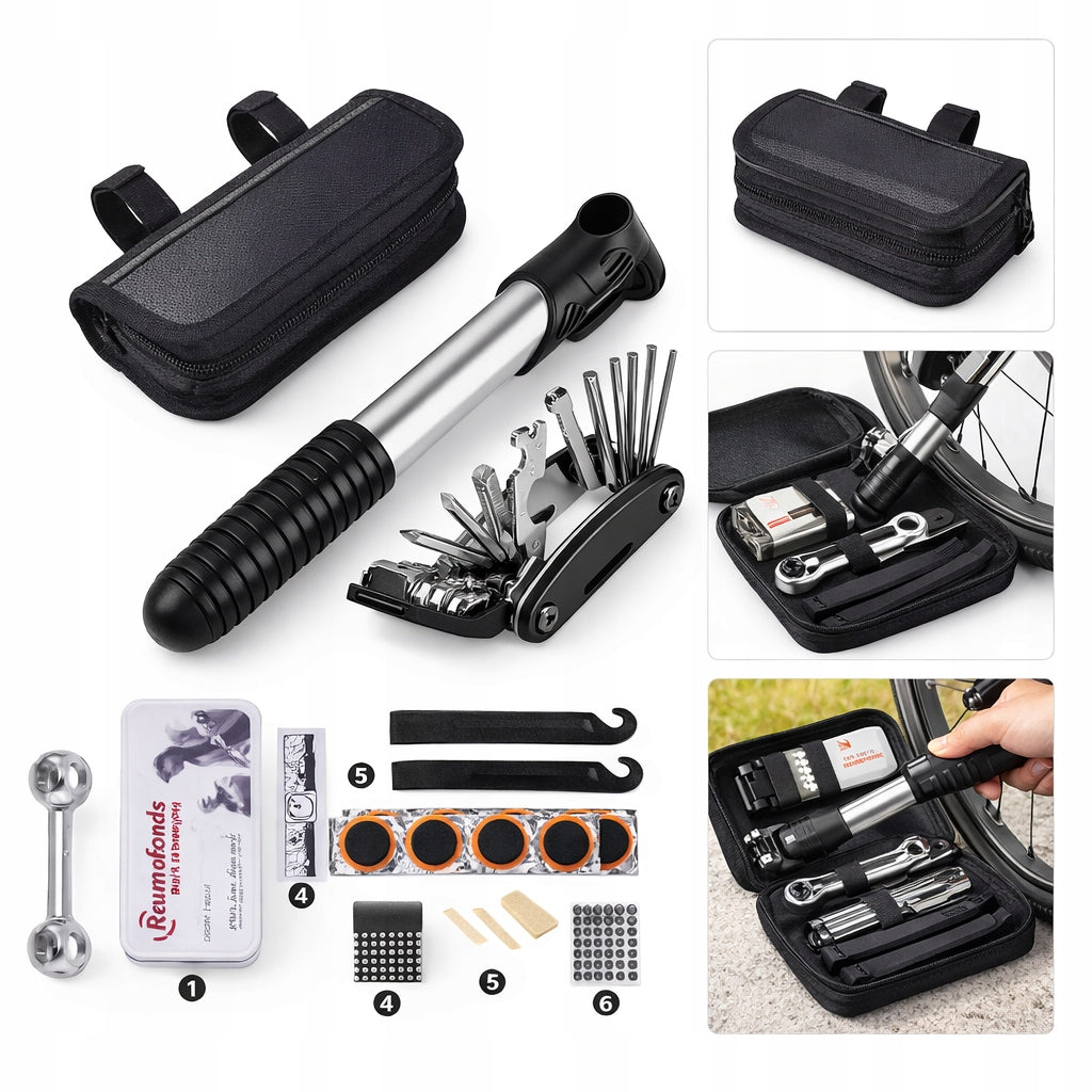 18IN1 BIKE REPAIR KIT MULTIFUNCTIONAL PATCHES KEY FRAME PUMP Packaging status original