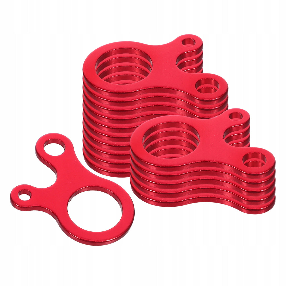 18Pcs Red Aluminum Alloy Tent Rope Tensioners with 3-Hole Windproof Buckle