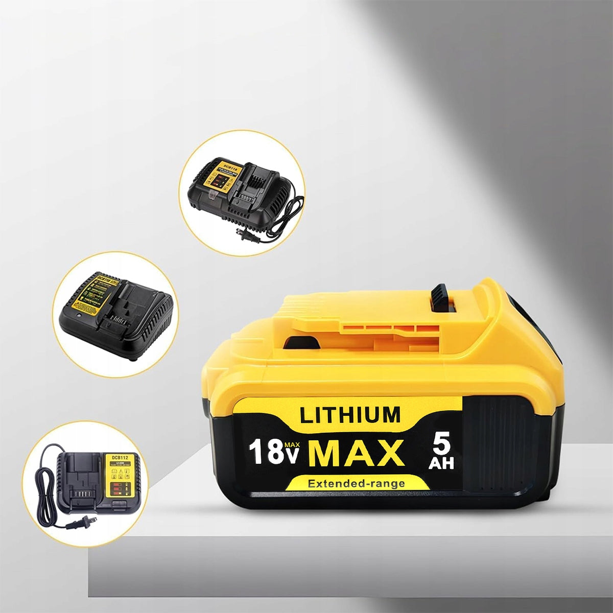18V 5.0Ah Battery Pack for DeWalt DCB200 DCB184 DCB204 DCD DCFDCG DCS Brand no brand