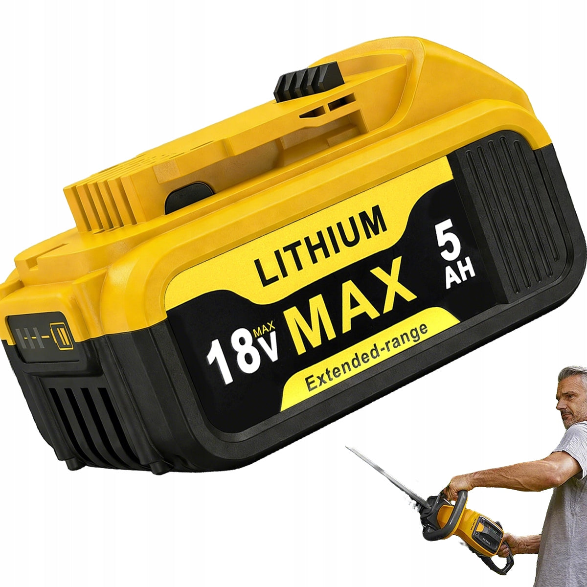18V 5.0Ah Battery Pack for DeWalt DCB200 DCB184 DCB204 DCD DCFDCG DCS