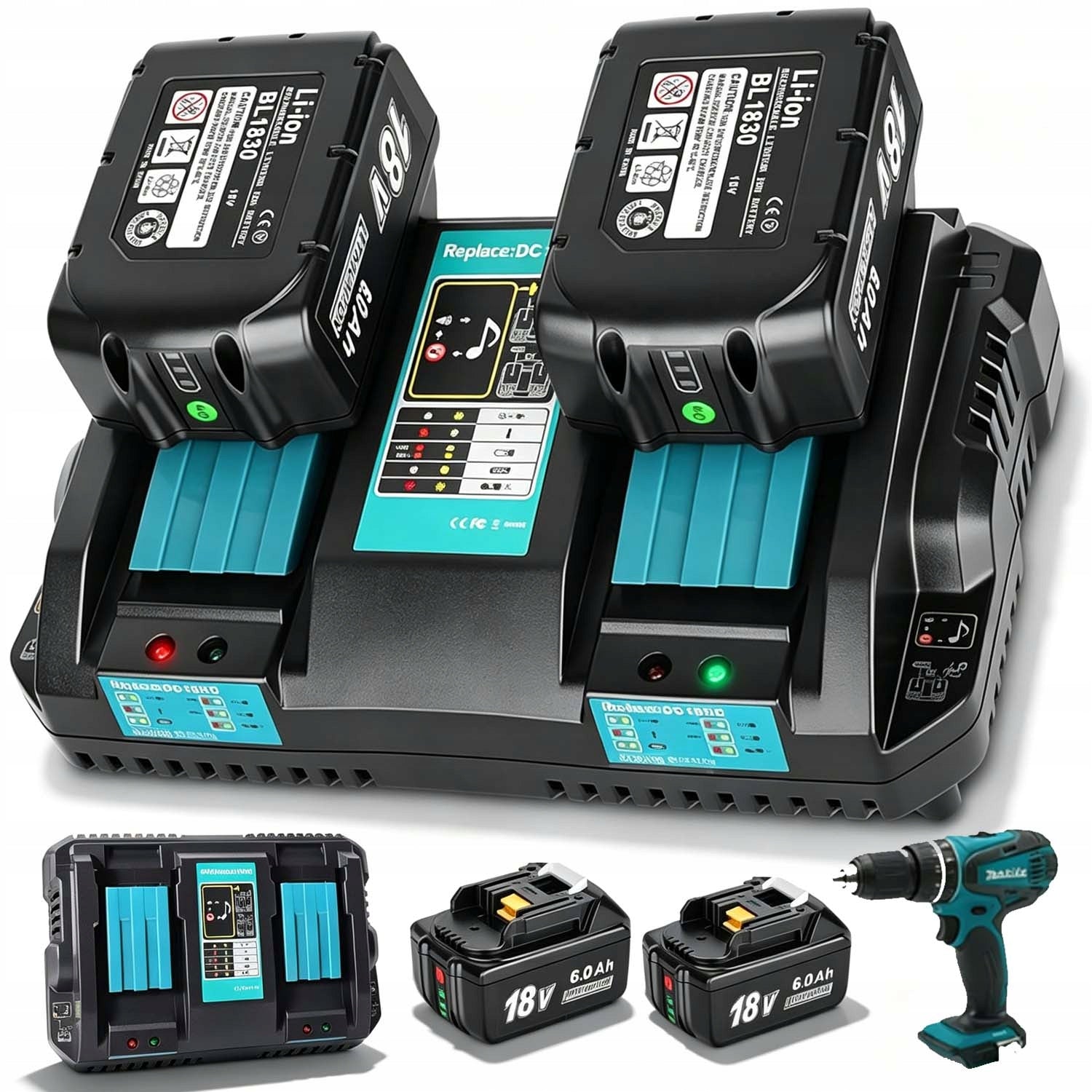 18V 6AH BATTERY FOR MAKITA BL1860 BL1850 WITH LED DISPLAY