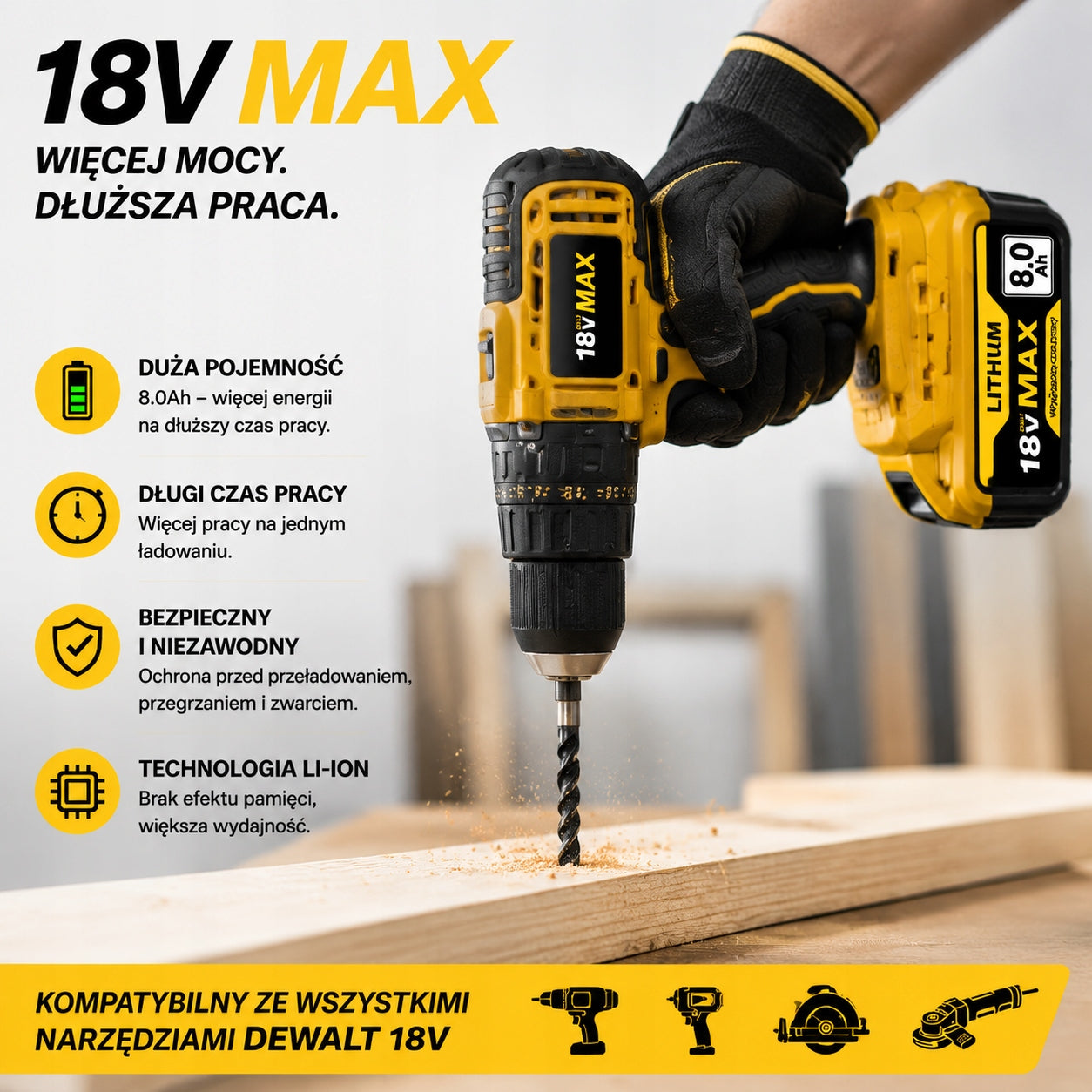 18V 8Ah XR Battery Replacement DCB182 DCB206 Dewalt High Capacity LED Brand no brand