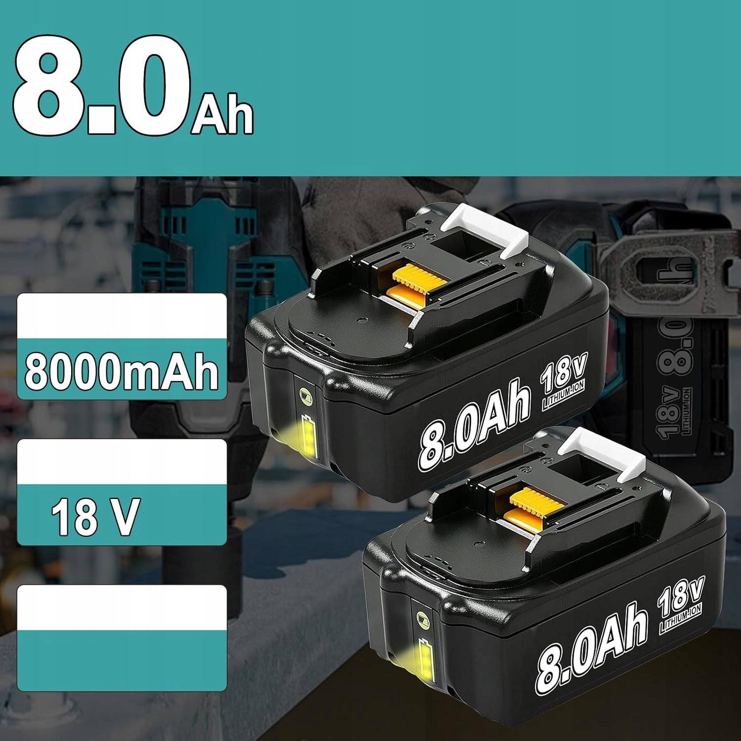 18V BL1830 BL1835 BL1845 2SZ LED MOCK-UP BATTERY FOR POWER TOOLS Brand Bedee