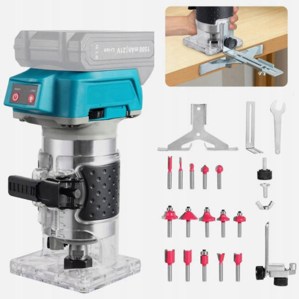 18V Brushless Wood Edge Router 6-Speed 13000 RPM with 15 Bits Product weight with unit packaging 1.8 kg