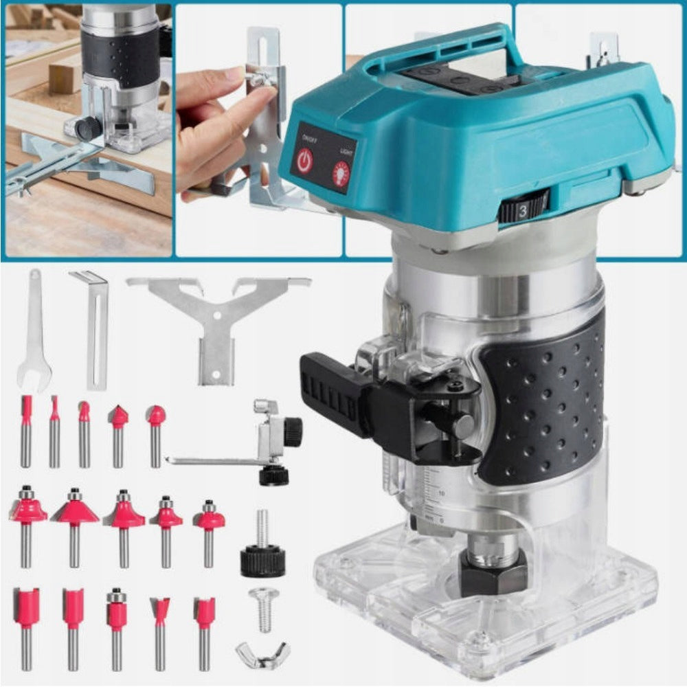 18V Brushless Wood Edge Router 6-Speed 13000 RPM with 15 Bits