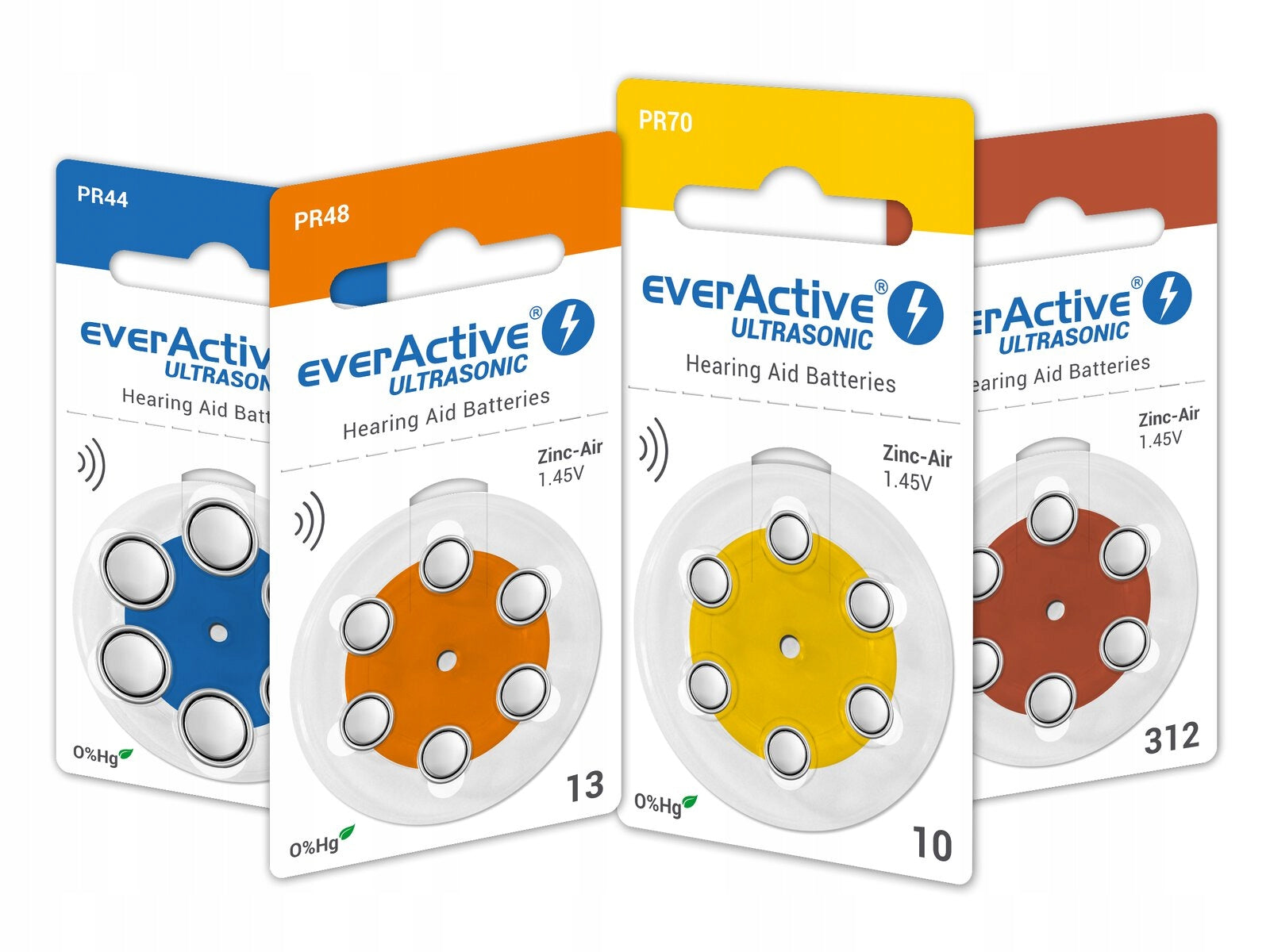 18x EVERACTIVE ULTRASONIC 675 PR44 HEARING AID BATTERIES Medical device yes