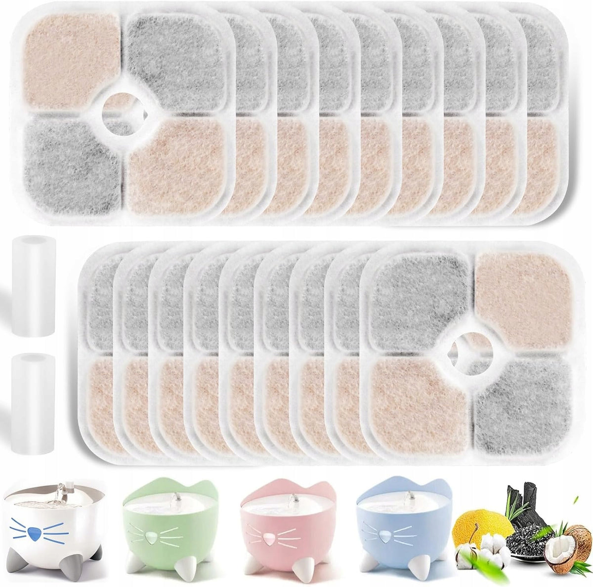 18x SQUARE FILTERS INTERCHANGEABLE FOUNTAIN DRINKERS CATIT PIXI FOR CAT 8,5cm