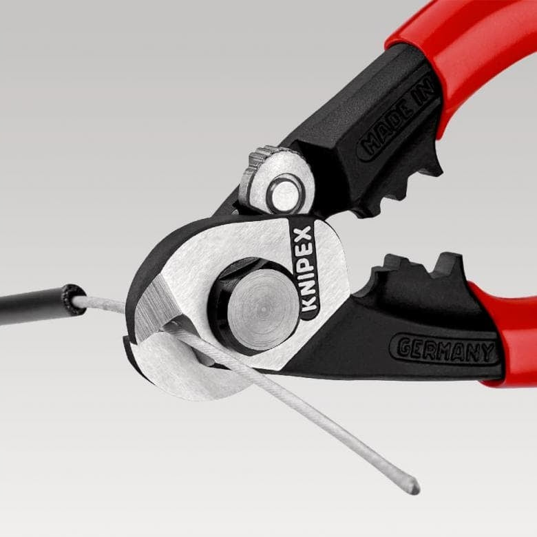 190MM STEEL ROPE SHEARS. 95 62 190 KNIPEX Kind side cutting pliers